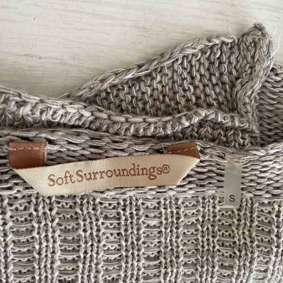 Soft Surroundings Loose Knit Wrap Front Sweater Plunging V-Neck Gray Size Small - Picture 11 of 11